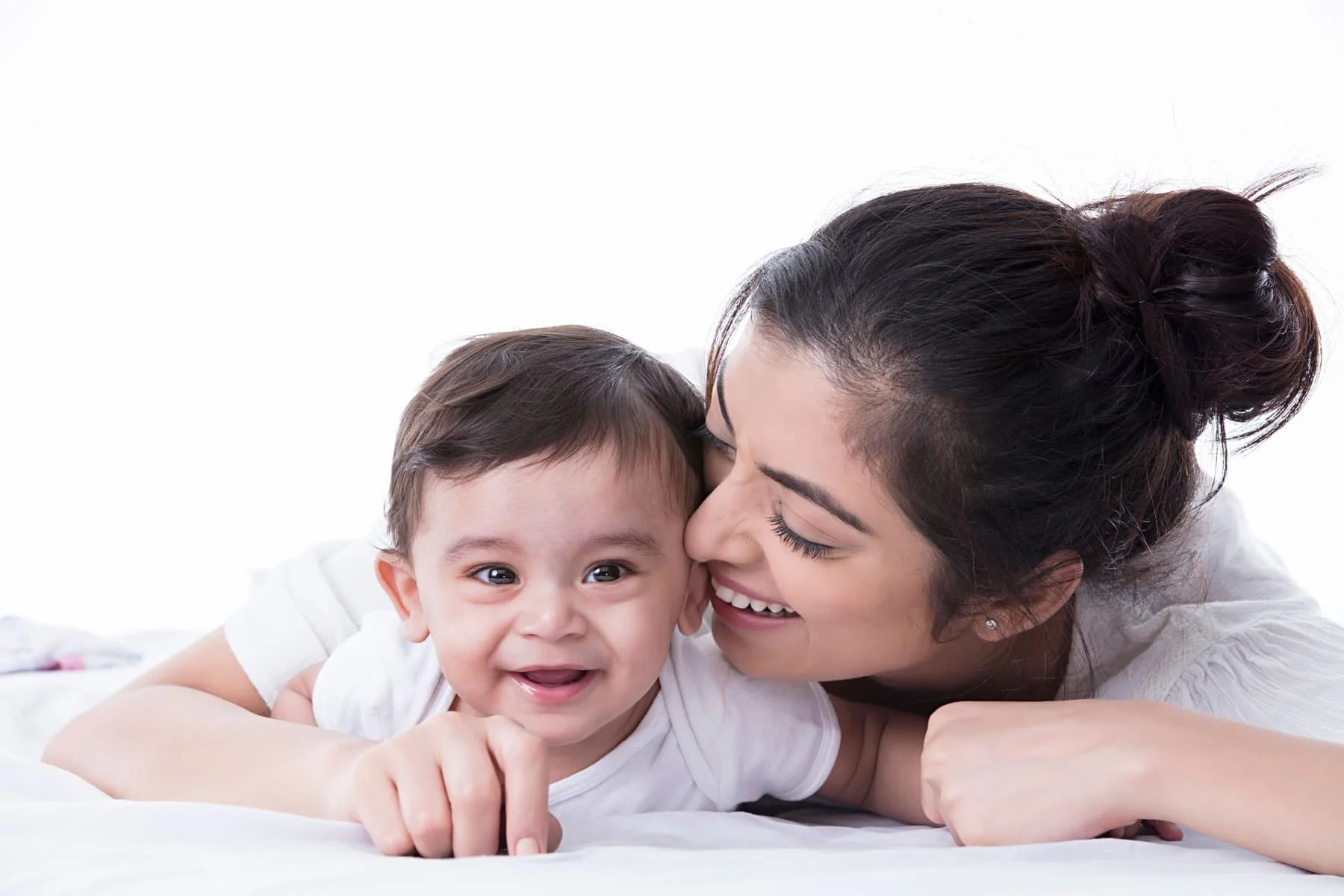Mother and smiling baby