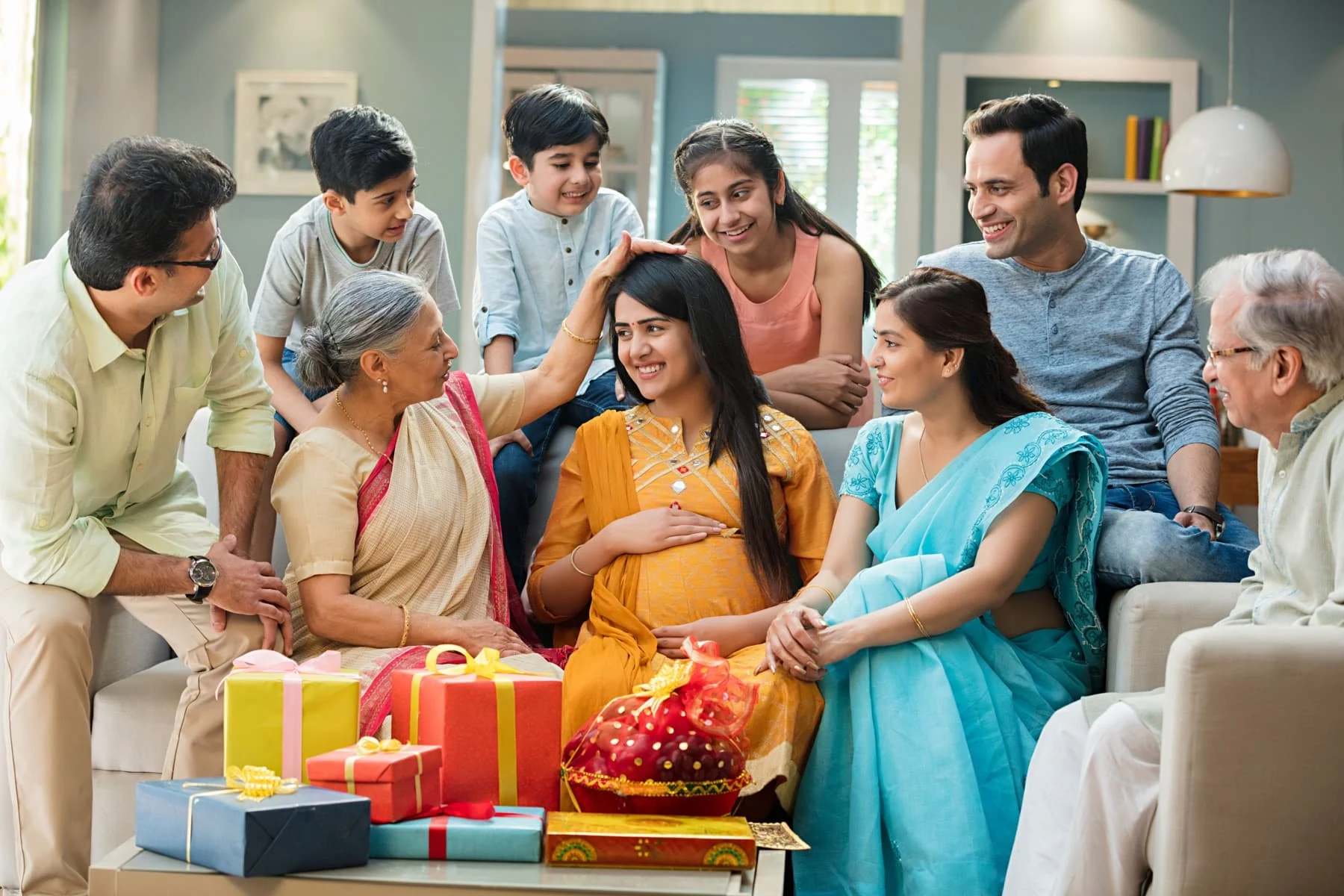 Family at a baby shower