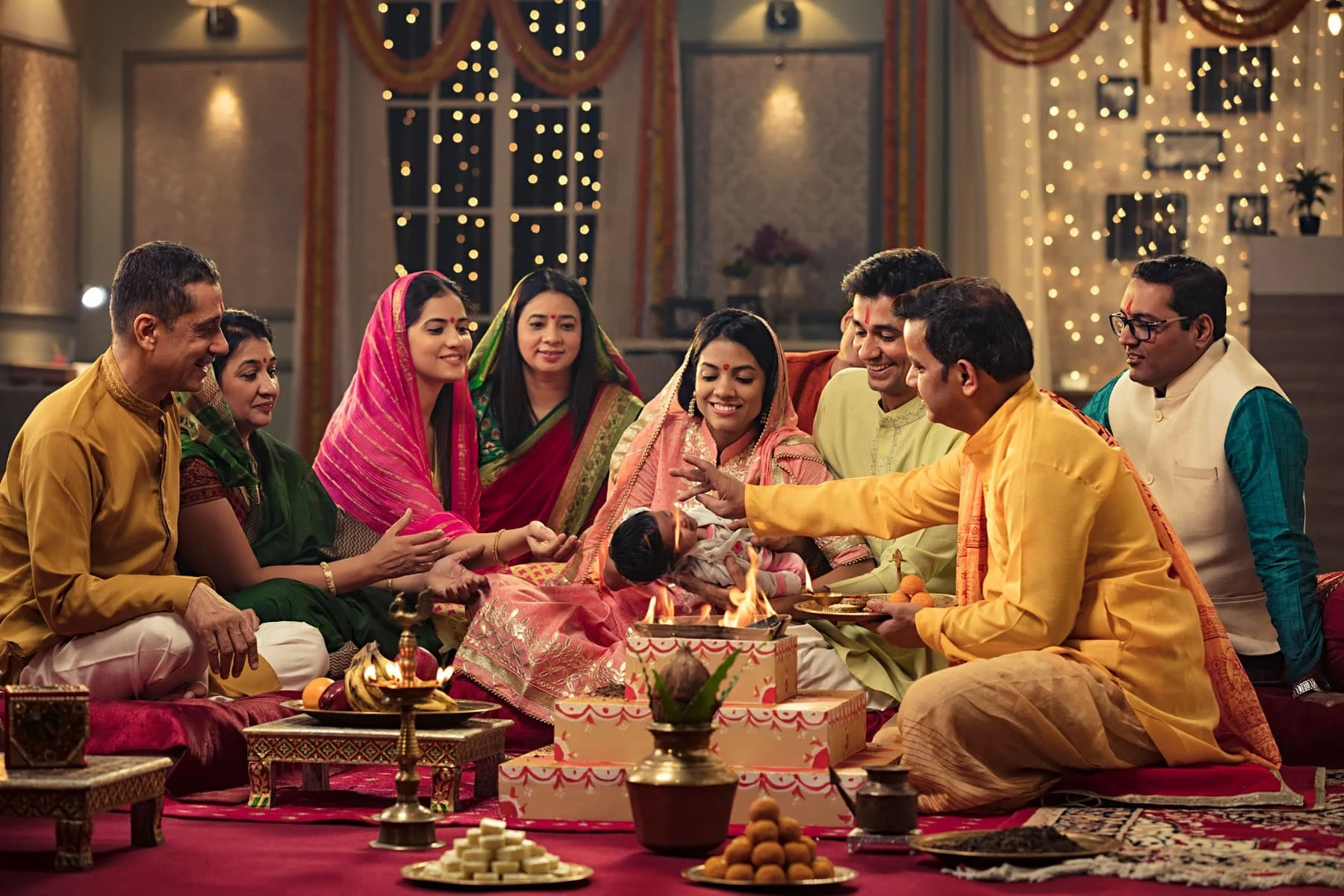 Family celebrating a festival