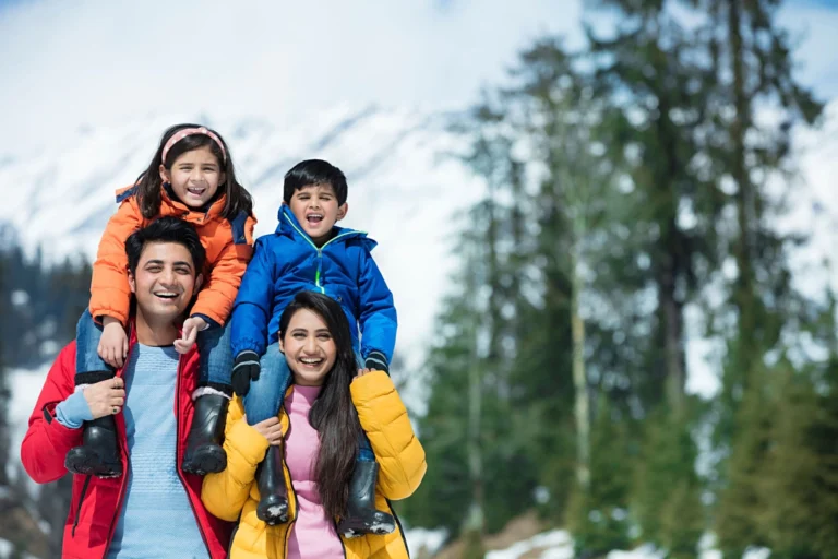 Family on a snowy holiday