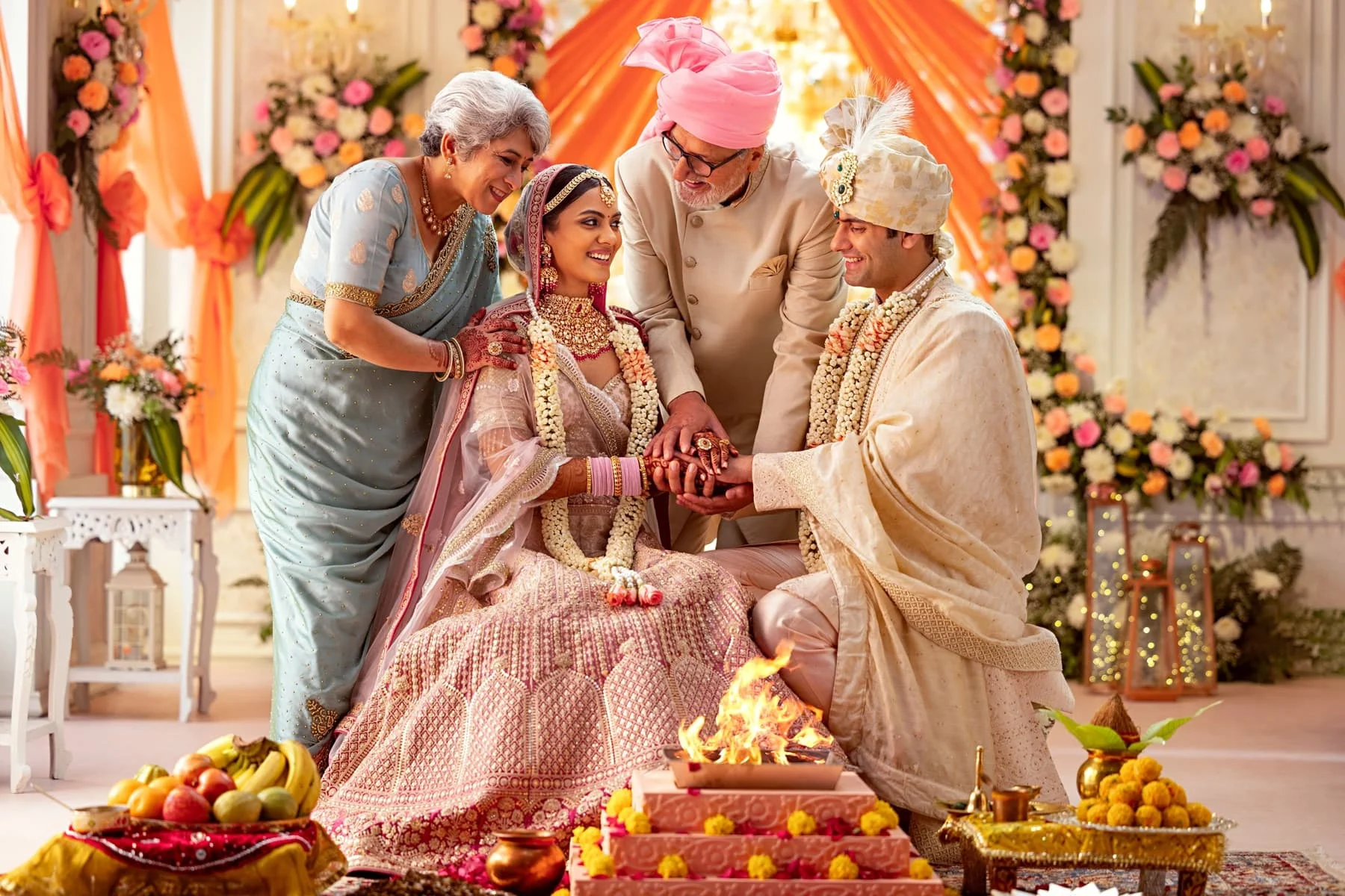 Wedding ritual with family