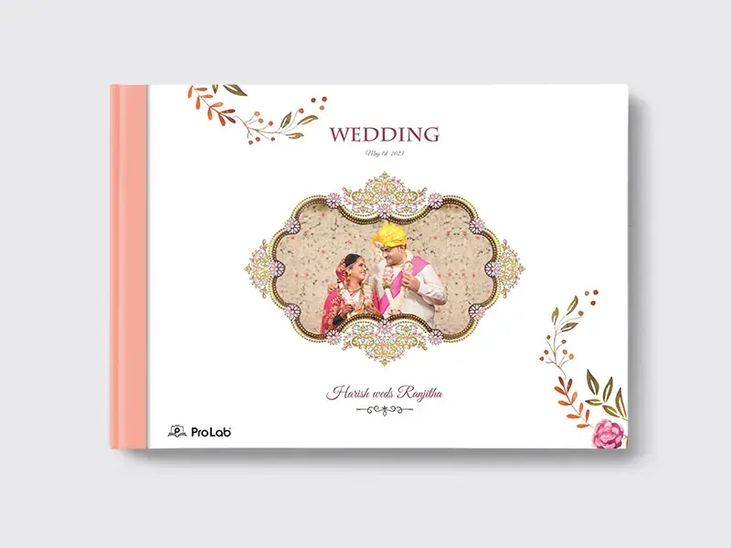 Layflat album with a designer wedding cover